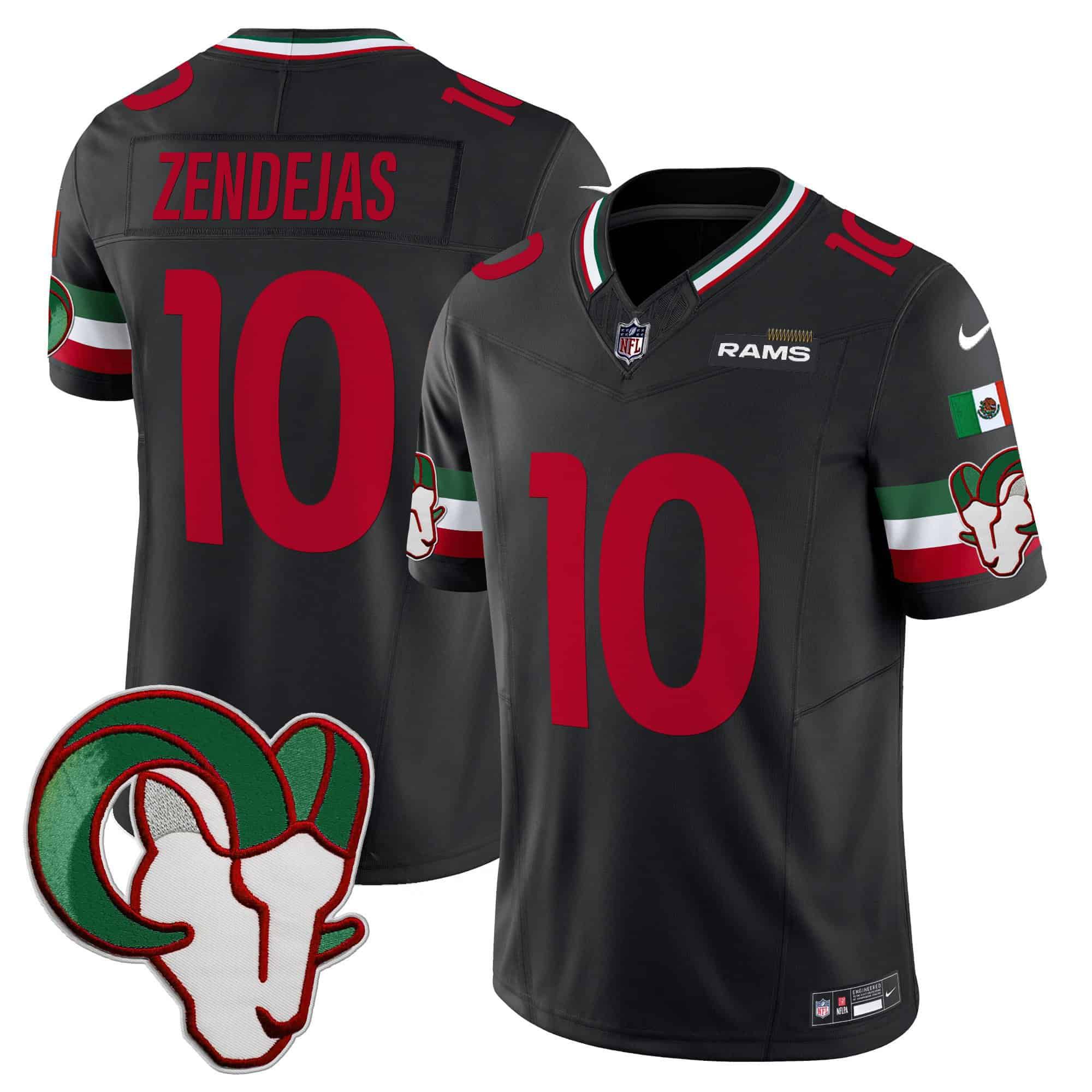 Men Los Angeles Rams #10 Zendejas Black 2024 Nike Mexico Vapor Limited NFL Jersey